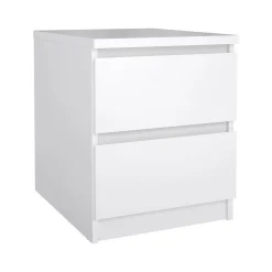 Comodini > Dmora Comodino 1 ripiano bianco lucido e rovere 45x43x55h cm - Aucuba Marrone Rovere, Bianco Lucido