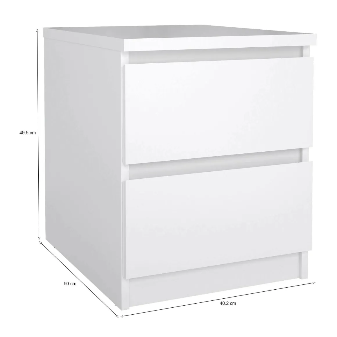 Comodino 1 ripiano bianco lucido 50x40x49h cm - Daiki