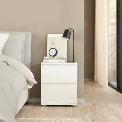 Comodini > Dmora Comodino 1 ripiano 40x34x48h cm - Albregio Bianco