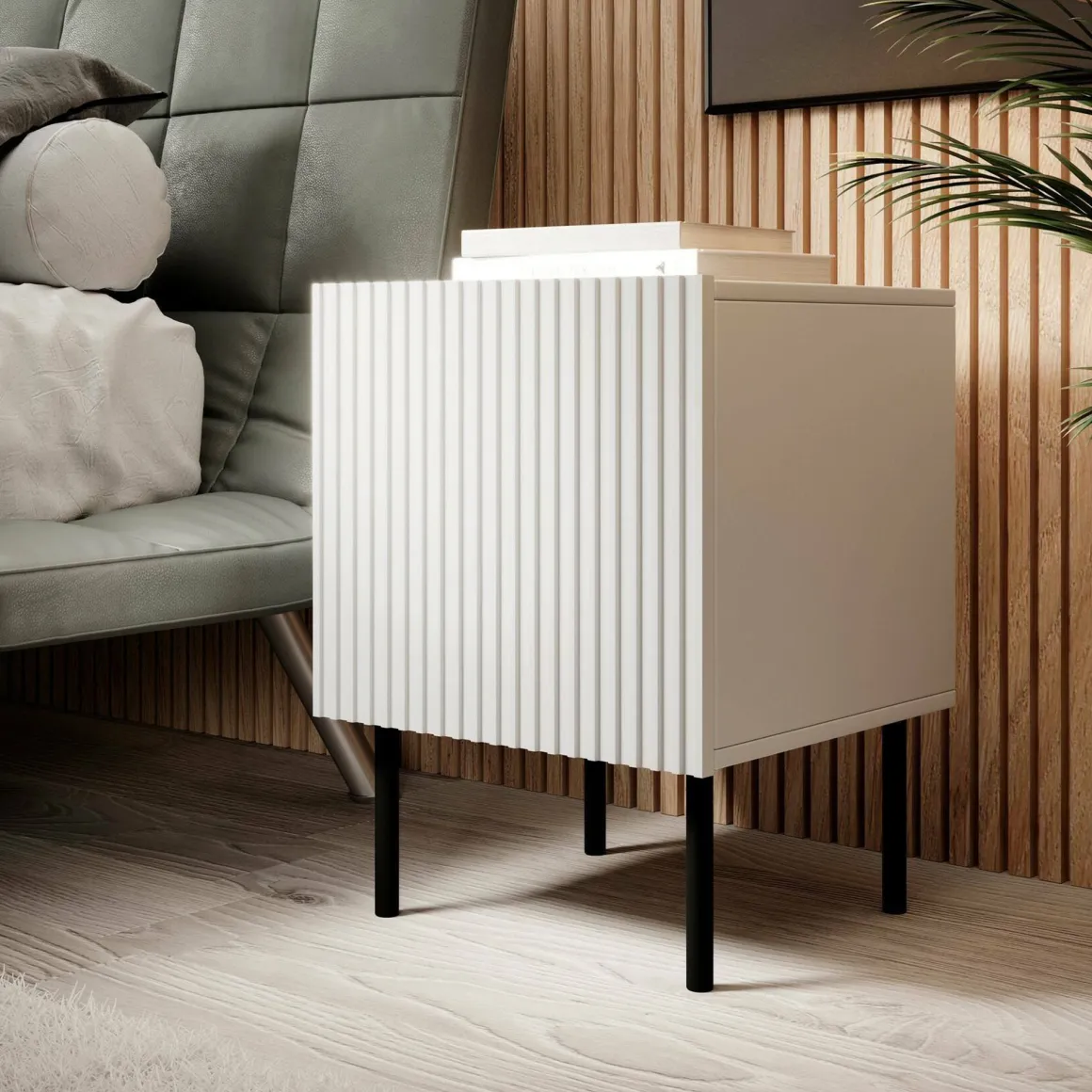 Comodino 1 ripiano bianco 44x40x51h cm - Set di 2 comodini Femmine