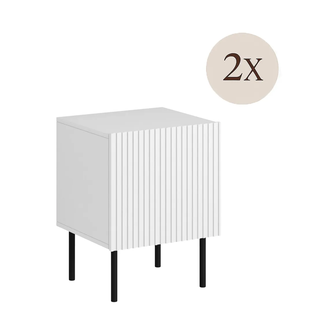 Comodino 1 ripiano bianco 44x40x51h cm - Set di 2 comodini Femmine