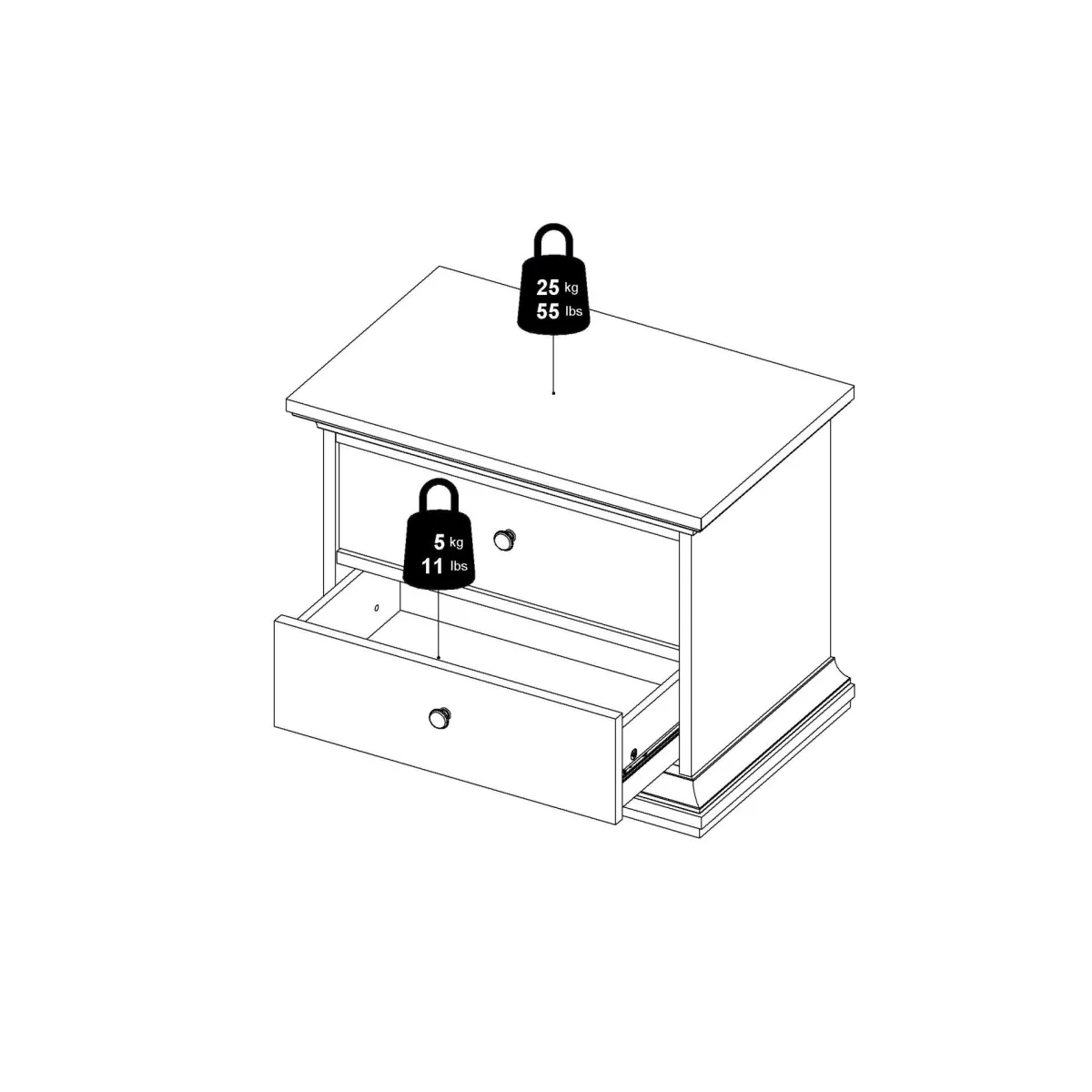 Comodini > Dmora Comodino 1 ripiano 62x40x49h cm - Almera Bianco