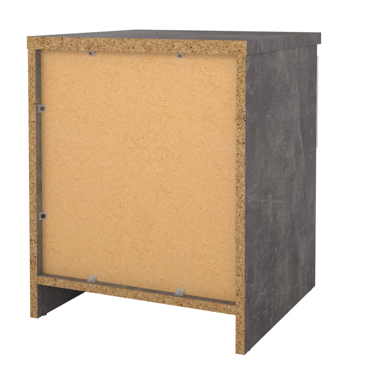 Comodini > Dmora Comodino 1 ripiano cemento e bianco lucido 40x40x49h cm - Scolastica Bianco Lucido, Grigio Cemento