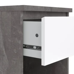 Comodini > Dmora Comodino 1 ripiano cemento e bianco lucido 40x40x49h cm - Scolastica Bianco Lucido, Grigio Cemento