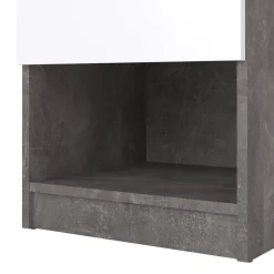 Comodini > Dmora Comodino 1 ripiano cemento e bianco lucido 40x40x49h cm - Scolastica Bianco Lucido, Grigio Cemento