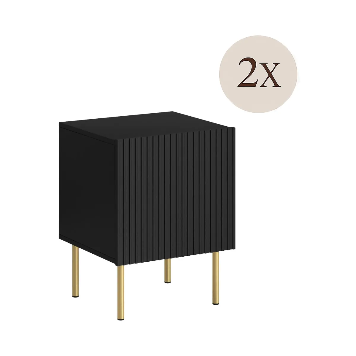 Comodini > Dmora Comodino 1 ripiano 44x40x51h cm - Set di 2 comodini Farini Nero