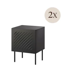 Comodino 1 ripiano nero 45x42x59h cm - Set di 2 comodini Viano
