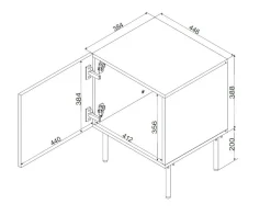 Comodino 1 ripiano nero 45x42x59h cm - Set di 2 comodini Viano
