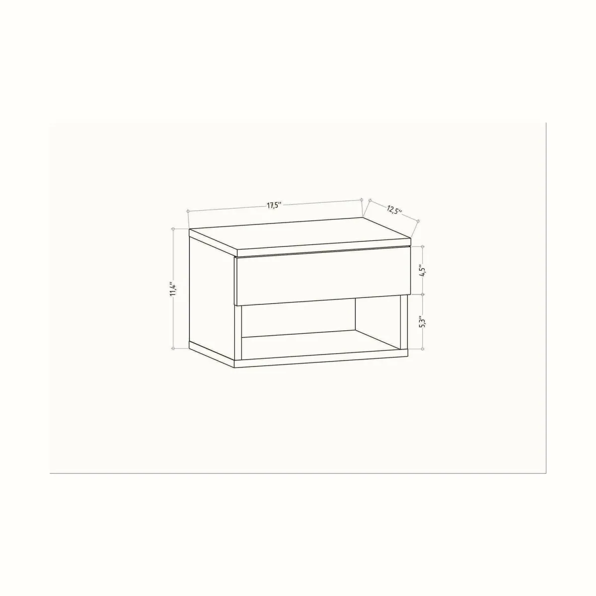 Comodini|Camera Da Letto > Dmora Comodino sospeso antracite 44x29x31h cm - Serpente Nero Antracite