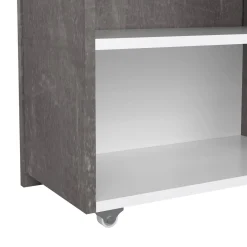 Comodini > Dmora Comodino stretto cemento e bianco lucido 144x26x79h cm - Peridoto Bianco Lucido, Grigio Cemento