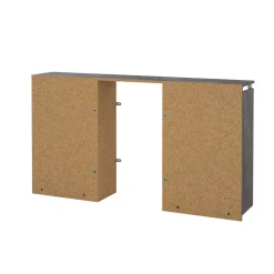 Comodini > Dmora Comodino stretto cemento e bianco lucido 144x26x79h cm - Peridoto Bianco Lucido, Grigio Cemento