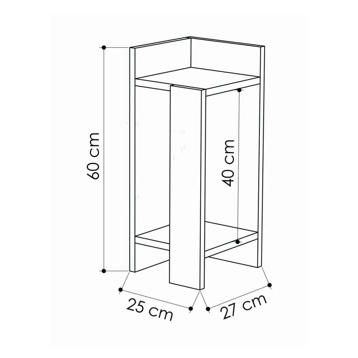 Comodino stretto tortora 25x27x60h cm - Asterix