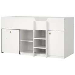 Composizioni Camera Da Letto > Dmora Composizione Camera da Letto Dimensione Materasso 90x200 cm Scrivania Estraibile 203x104x111h cm, un Letto - Lamedani Bianco