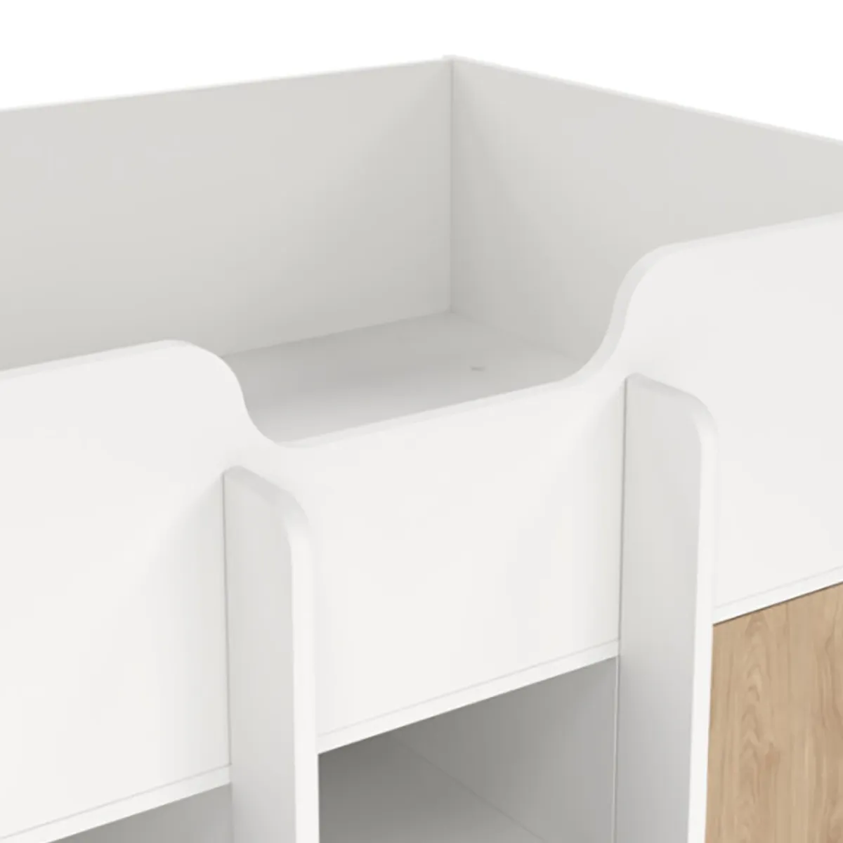 Composizioni Camera Da Letto > Dmora Composizione Camera da Letto Bianco Marrone Rovere Dimensione Materasso 90x200 cm Scrivania Estraibile 203x104x111h cm, un Letto - Lamedani Marrone Rovere, Bianco