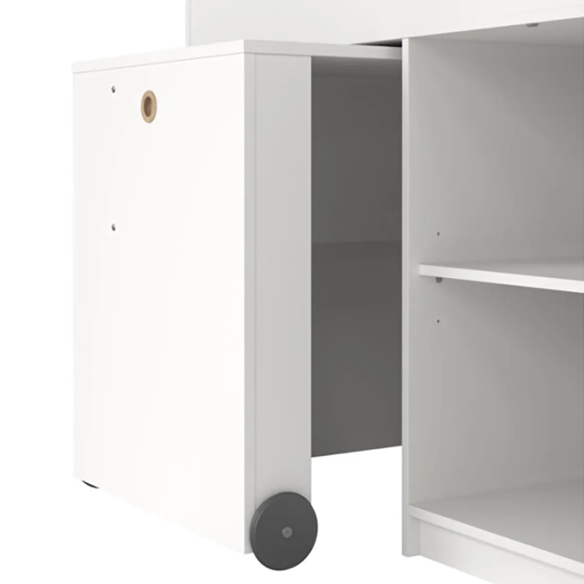 Composizioni Camera Da Letto > Dmora Composizione Camera da Letto Bianco Marrone Rovere Dimensione Materasso 90x200 cm Scrivania Estraibile 203x104x111h cm, un Letto - Lamedani Marrone Rovere, Bianco