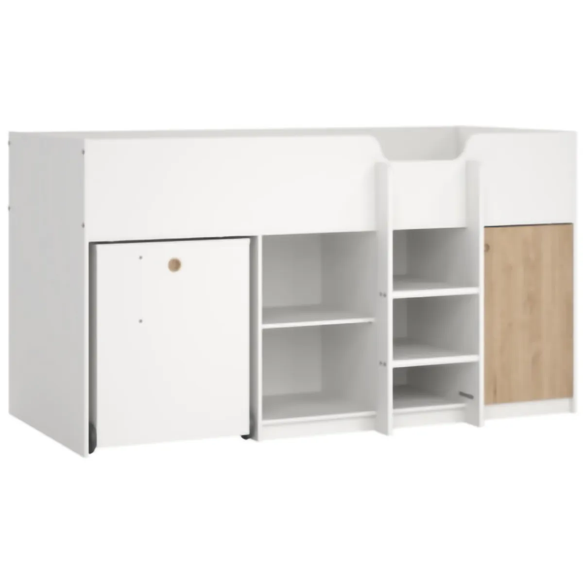 Composizioni Camera Da Letto > Dmora Composizione Camera da Letto Bianco Marrone Rovere Dimensione Materasso 90x200 cm Scrivania Estraibile 203x104x111h cm, un Letto - Lamedani Marrone Rovere, Bianco