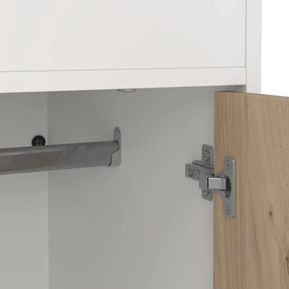 Composizione Camera da Letto Bianco Marrone Rovere un Cassetto Dimensione Materasso 90x200 cm 203x104x150h cm, Compatto Multiuso - Laliso