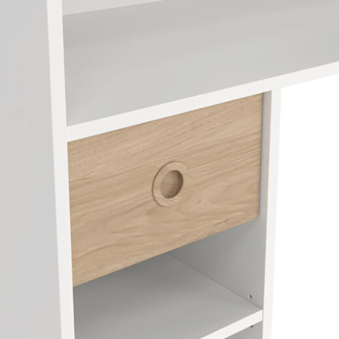 Composizione Camera da Letto Bianco Marrone Rovere un Cassetto Dimensione Materasso 90x200 cm 203x104x150h cm, Compatto Multiuso - Laliso