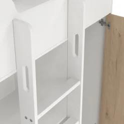 Composizione Camera da Letto Bianco Marrone Rovere un Cassetto Dimensione Materasso 90x200 cm 203x104x150h cm, Compatto Multiuso - Laliso