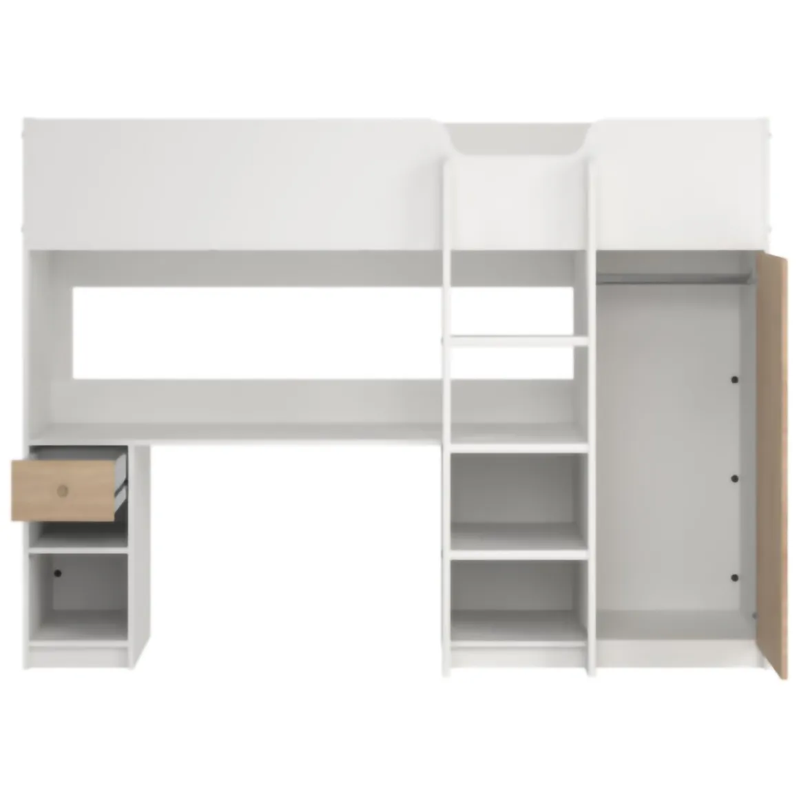 Composizione Camera da Letto Bianco Marrone Rovere un Cassetto Dimensione Materasso 90x200 cm 203x104x150h cm, Compatto Multiuso - Laliso