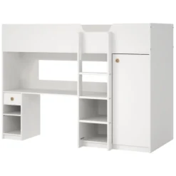 Composizione Camera da Letto Bianco un Cassetto Dimensione Materasso 90x200 cm 203x104x150h cm, Compatto Multiuso - Laliso