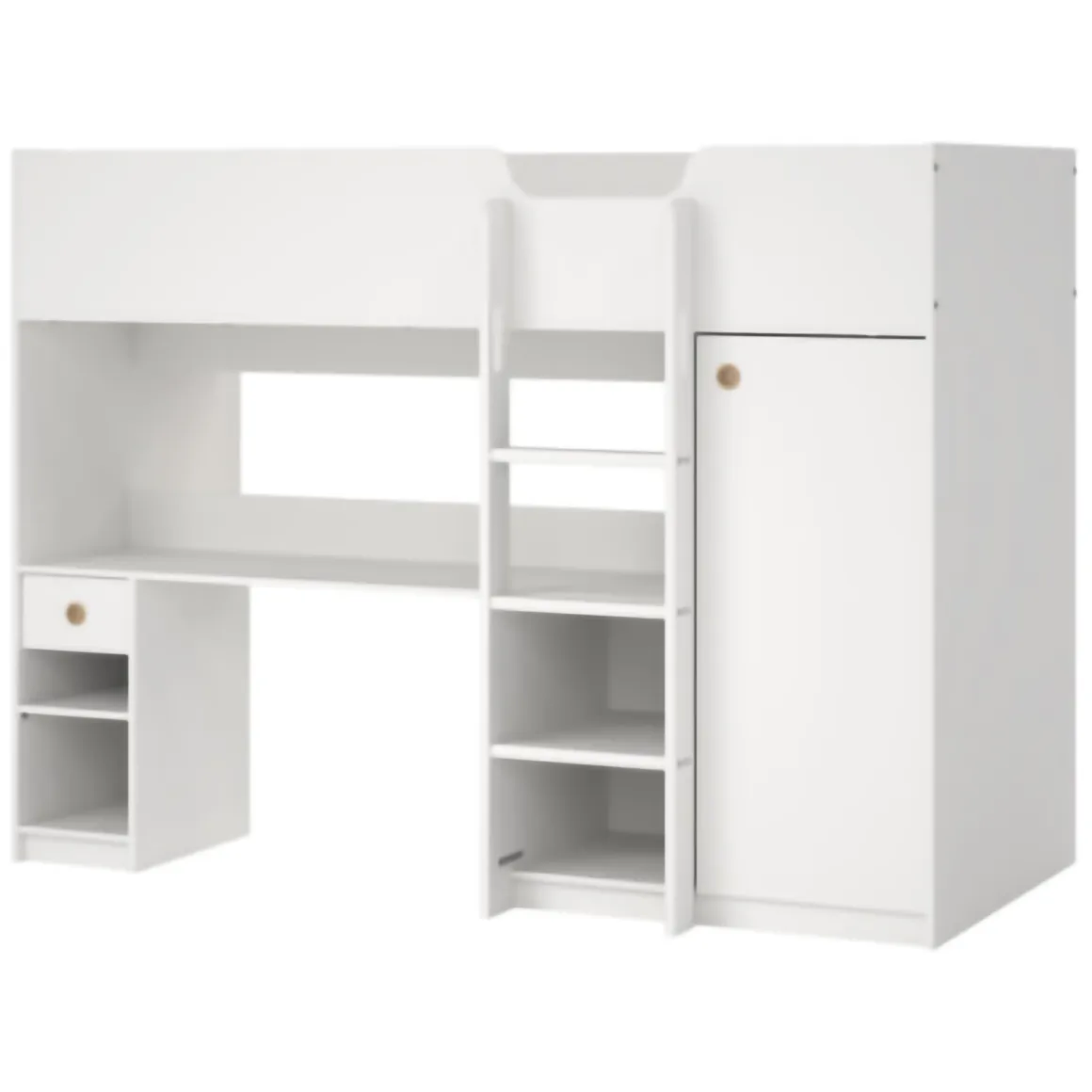 Composizione Camera da Letto Bianco un Cassetto Dimensione Materasso 90x200 cm 203x104x150h cm, Compatto Multiuso - Laliso