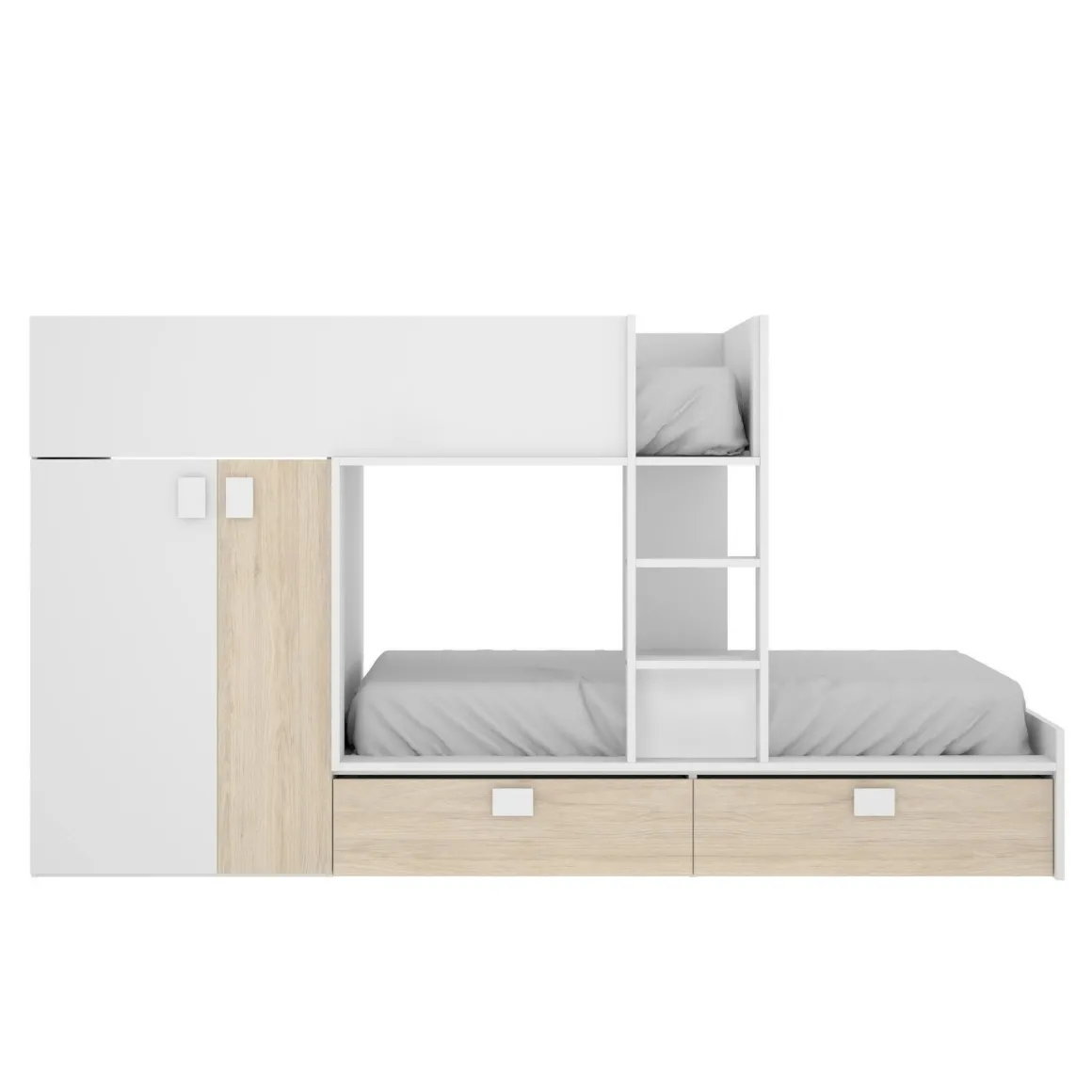 Cameretta|Composizioni Camera Da Letto > Dmora Composizione camera da letto Agle, 244x112h150 cm, Bianco e Antracite Nero, Bianco Antracite