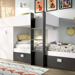 Composizione camera da letto Araba, 271x111h150 cm, Bianco e Antracite