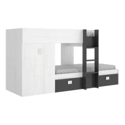 Composizione camera da letto Araba, 271x111h150 cm, Bianco e Antracite
