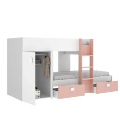 Cameretta|Composizioni Camera Da Letto > Dmora Composizione camera da letto Araba, 271x111h150 cm, Bianco e Rovere Marrone, Bianco Rovere