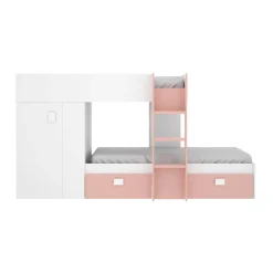 Composizione camera da letto Araba, 271x111h150 cm, Bianco e Rosa