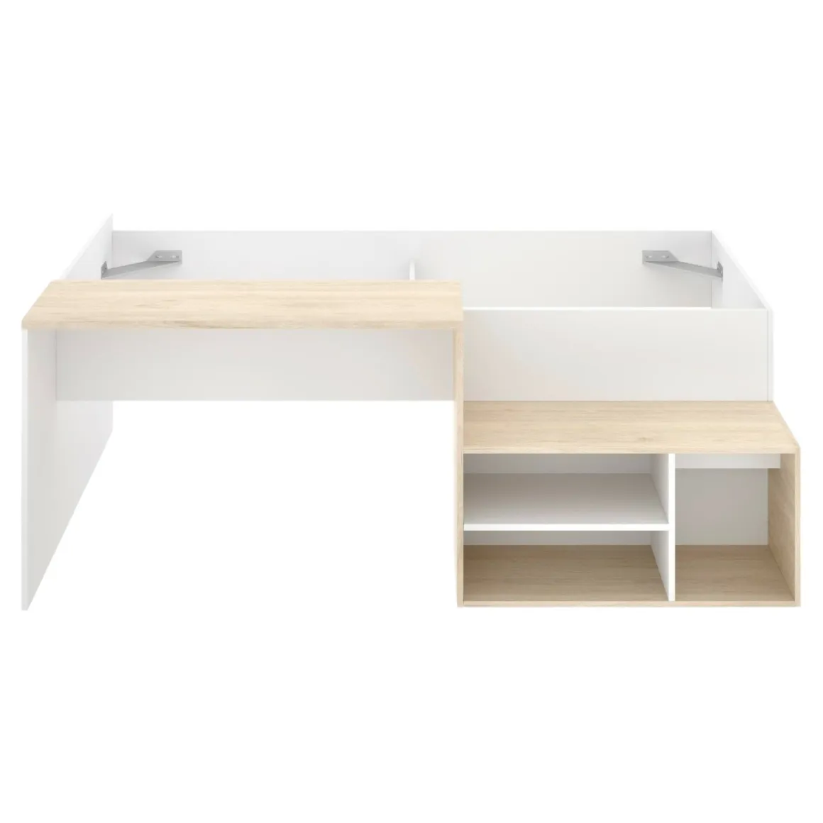 Composizione camera da letto Argh, 195x134h73 cm, Bianco e Rovere