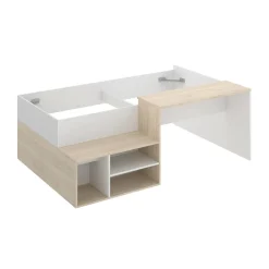 Composizione camera da letto Argh, 195x134h73 cm, Bianco e Rovere