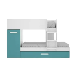Composizione camera da letto Hikaa, 244x112 h150 cm, Azzurro e Bianco