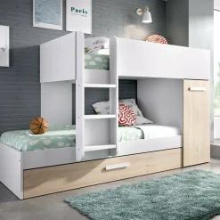 Composizione camera da letto Hikaa, 244x112h150 cm, Rovere e Bianco