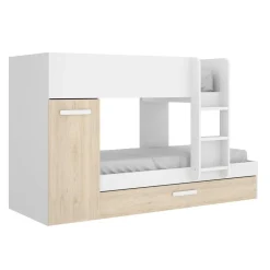 Composizione camera da letto Hikaa, 244x112h150 cm, Rovere e Bianco