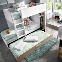 Composizione camera da letto Hikaa, 244x112h150 cm, Rovere e Bianco