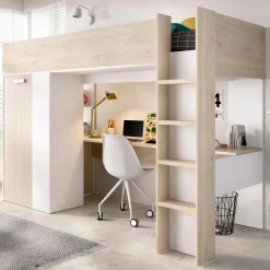 Cameretta|Composizioni Camera Da Letto > Dmora Composizione camera da letto Pax, 255x112h150 cm, Bianco e Rovere Marrone, Bianco Rovere