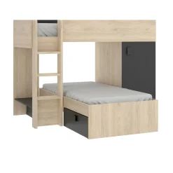Composizioni Camera Da Letto|Letti A Castello > Dmora Composizione camera da letto Pinus, 246x112 h150 cm, Bianco e Rovere Marrone, Bianco Rovere