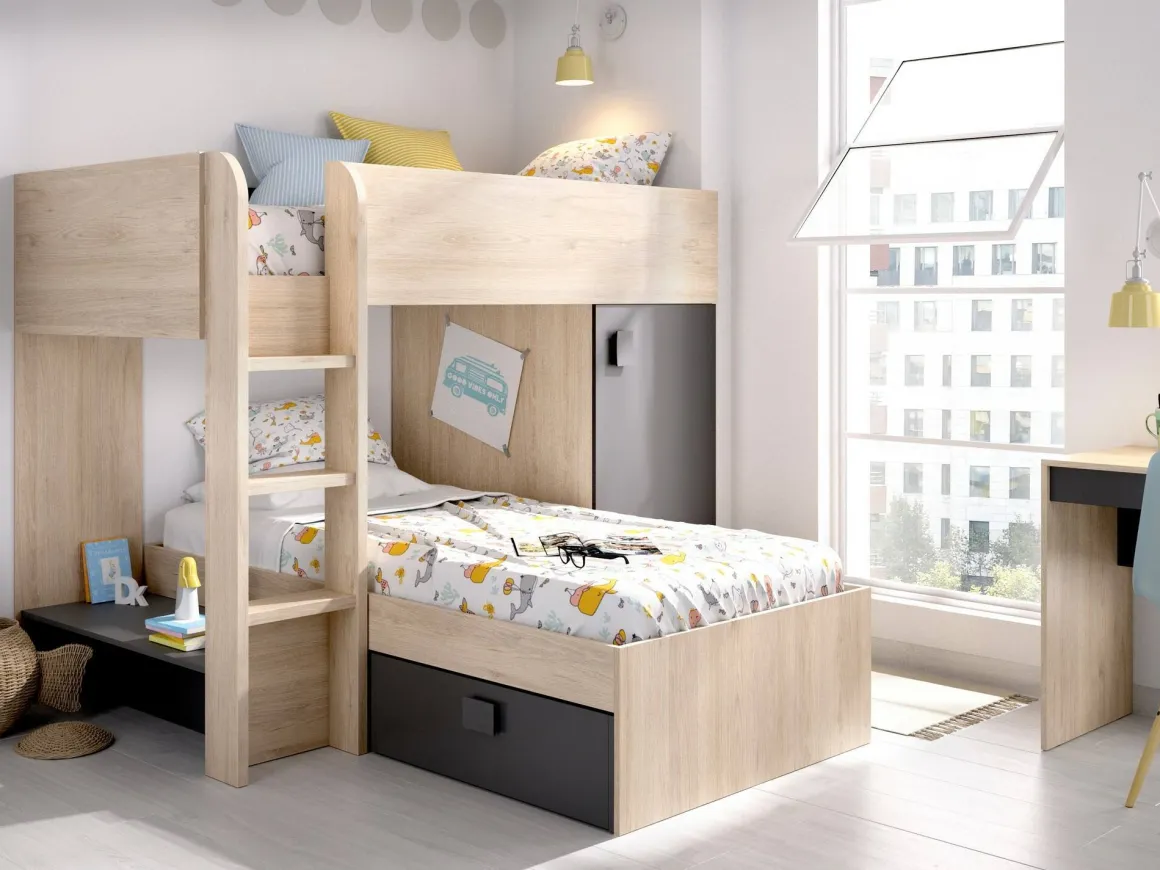 Composizione camera da letto Pax, 255x112h150 cm, Rovere e Antracite