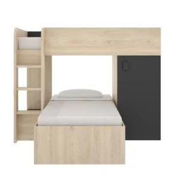 Composizioni Camera Da Letto|Letti A Castello > Dmora Composizione camera da letto Pinus, 246x112 h150 cm, Bianco e Rovere Marrone, Bianco Rovere