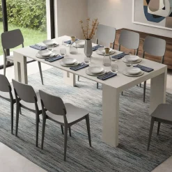 Consolle Allungabile Beige 8 Posti Allungabile 186x90x78h cm, Meccanismo Estensione a Incastro - Ficarolo