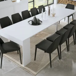 Consolle|Consolle Allungabili > Dmora Consolle Allungabile 12 Posti Allungabile 302x75x90h cm, Meccanismo Estensione Allunghe Centrali - Luisago Bianco