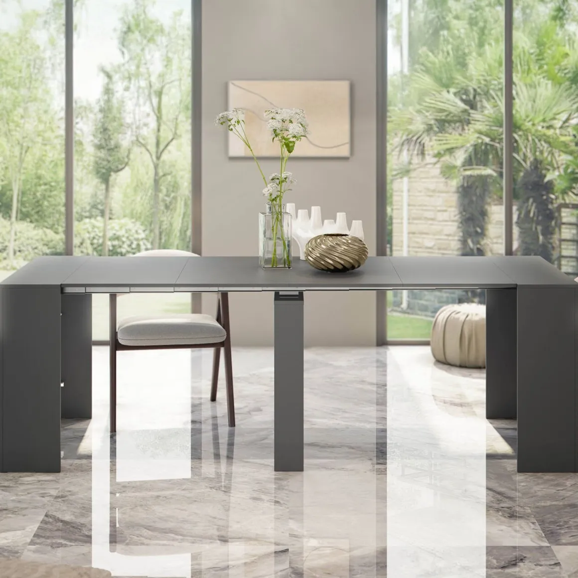 Consolle allungabile elegante 4-10 posti antracite - Abicitren