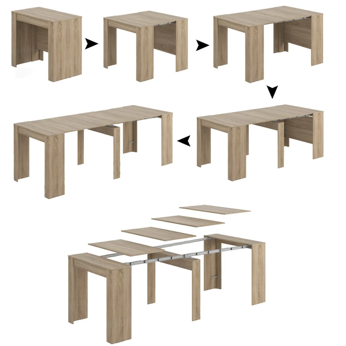 Consolle|Cucina > Dmora Consolle allungabile legno 4-10 posti rovere - Abicitren Marrone Rovere
