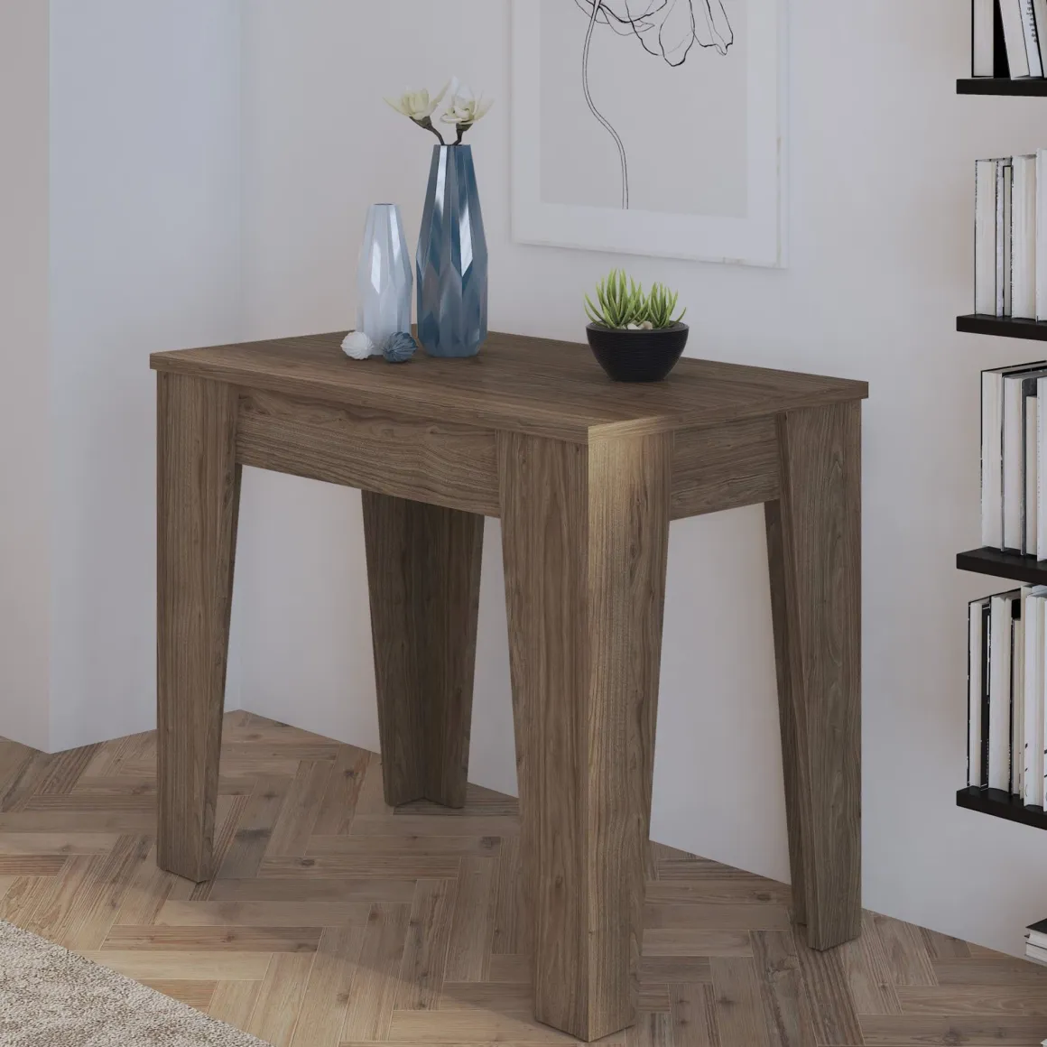 Consolle Allungabile Marrone Rovere Allungabile 12 Posti 305.6x90x75.2h cm, Meccanismo Estensione Allunghe Centrali - Gizio
