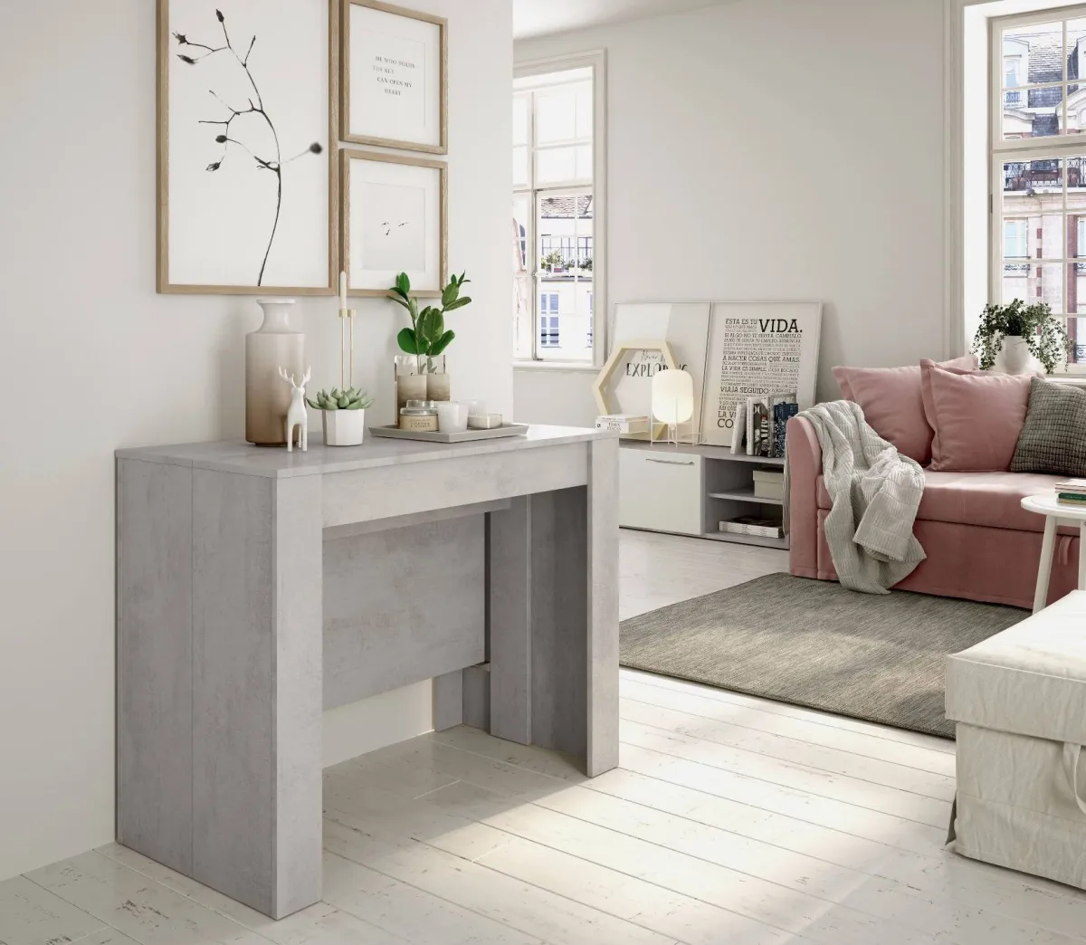 Consolle|Cucina > Dmora Consolle allungabile moderna 4-10 posti cemento - Abicitren Grigio Cemento