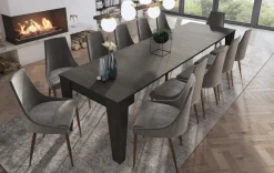 Consolle Allungabile Nero Antracite Allungabile 12 Posti 305.6x90x75.2h cm, Meccanismo Estensione Allunghe Centrali - Gizio