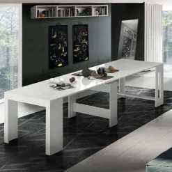 Consolle|Cucina > Dmora Consolle allungabile soggiorno 4-12 posti - Anello Bianco Lucido