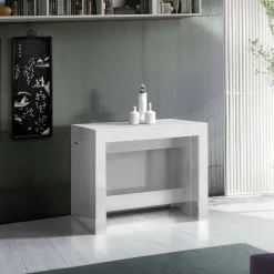 Consolle|Cucina > Dmora Consolle allungabile soggiorno 4-12 posti - Anello Bianco Lucido